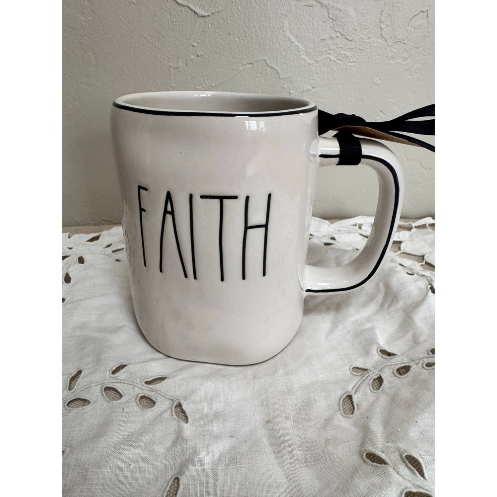 Rae Dunn FAITH mug w/ black pin striping